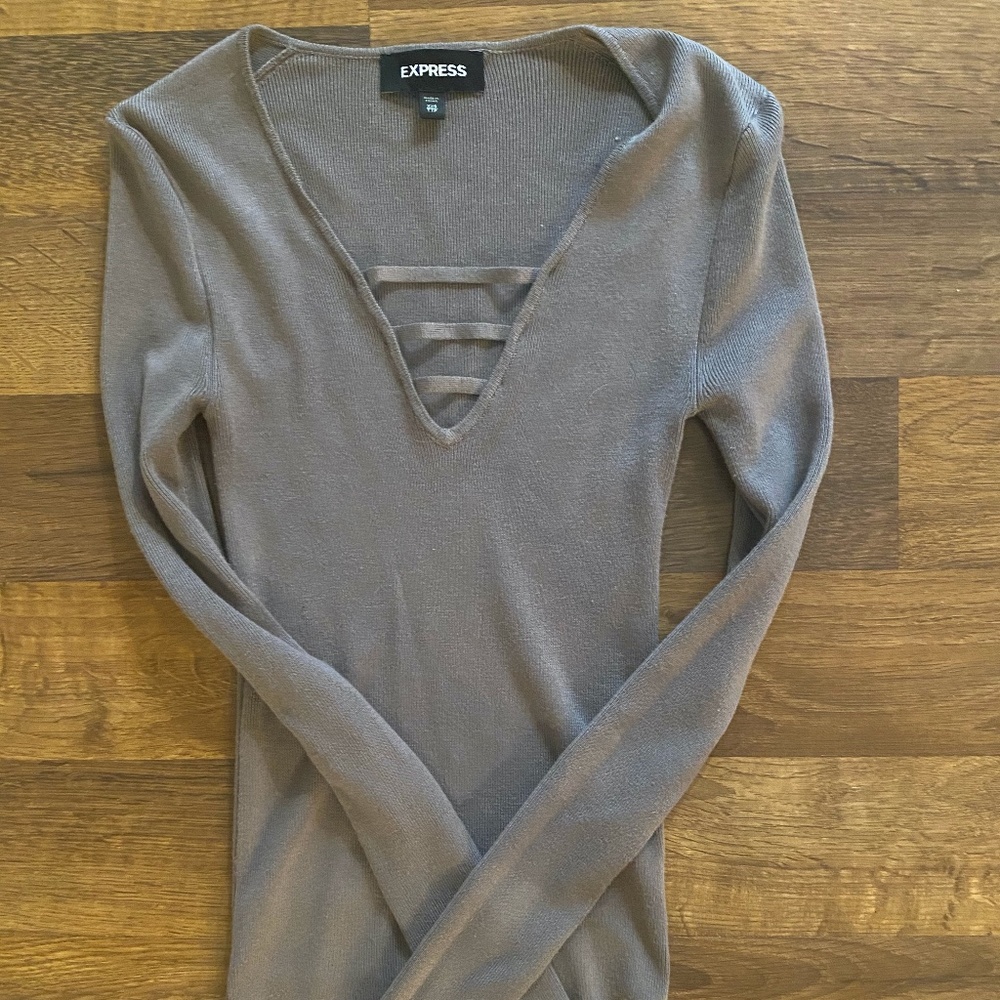 Taupe V-Neck Top